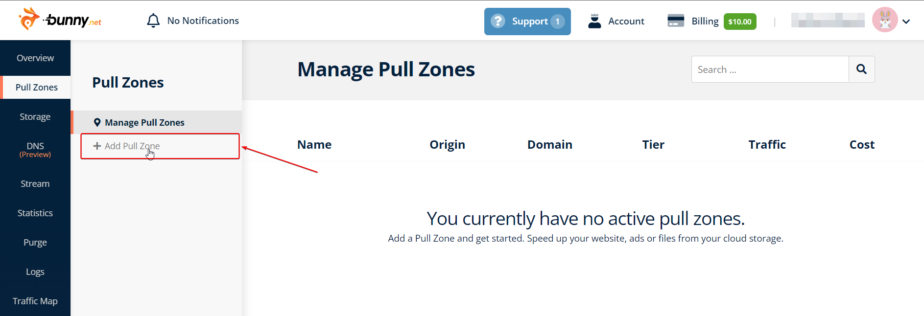 Bunny CDN Pull Zone