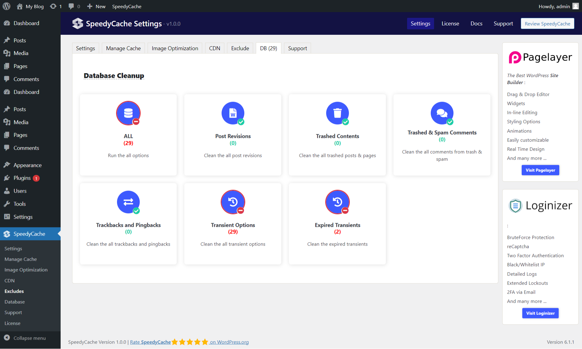 Speedycache Database Optimization