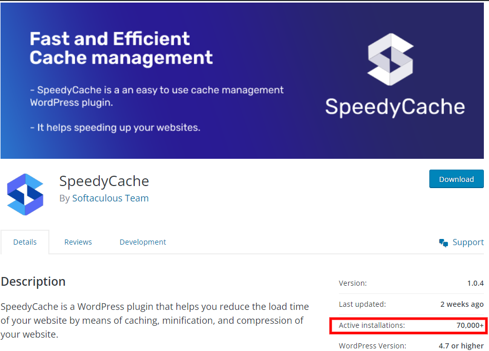 SpeedyCache 70k Stats SpeedyCache 70k Stats