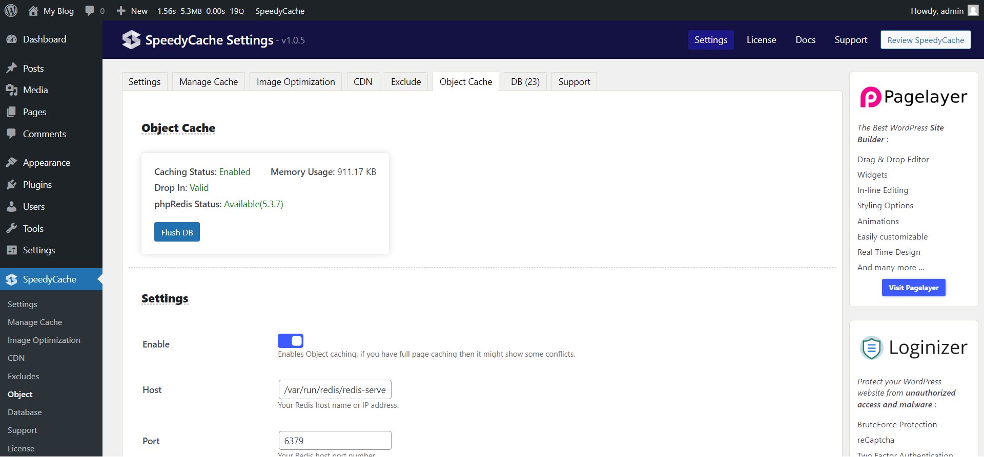 SpeedyCache Object Cache Settings SpeedyCache Object Cache Settings