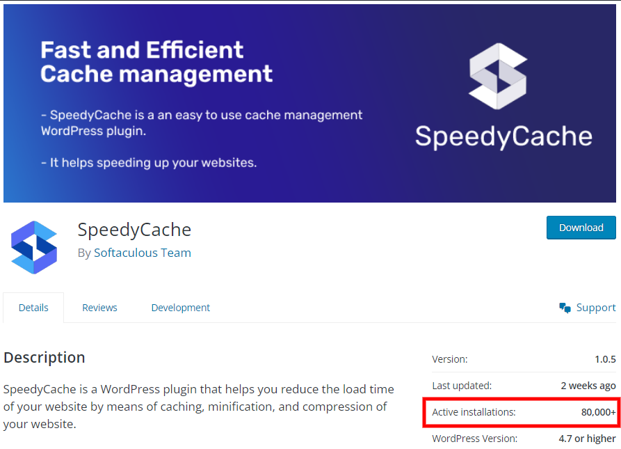 SpeedyCache 80k Stats SpeedyCache 80k Stats