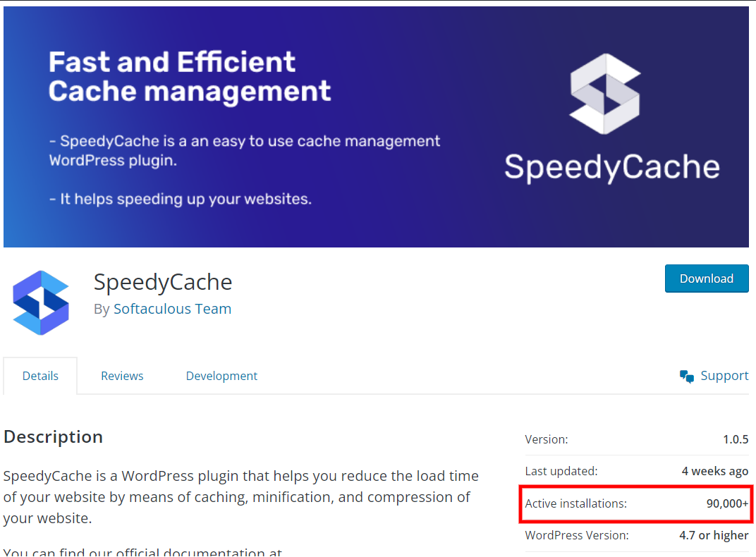 SpeedyCache WordPress Page SpeedyCache WordPress Page