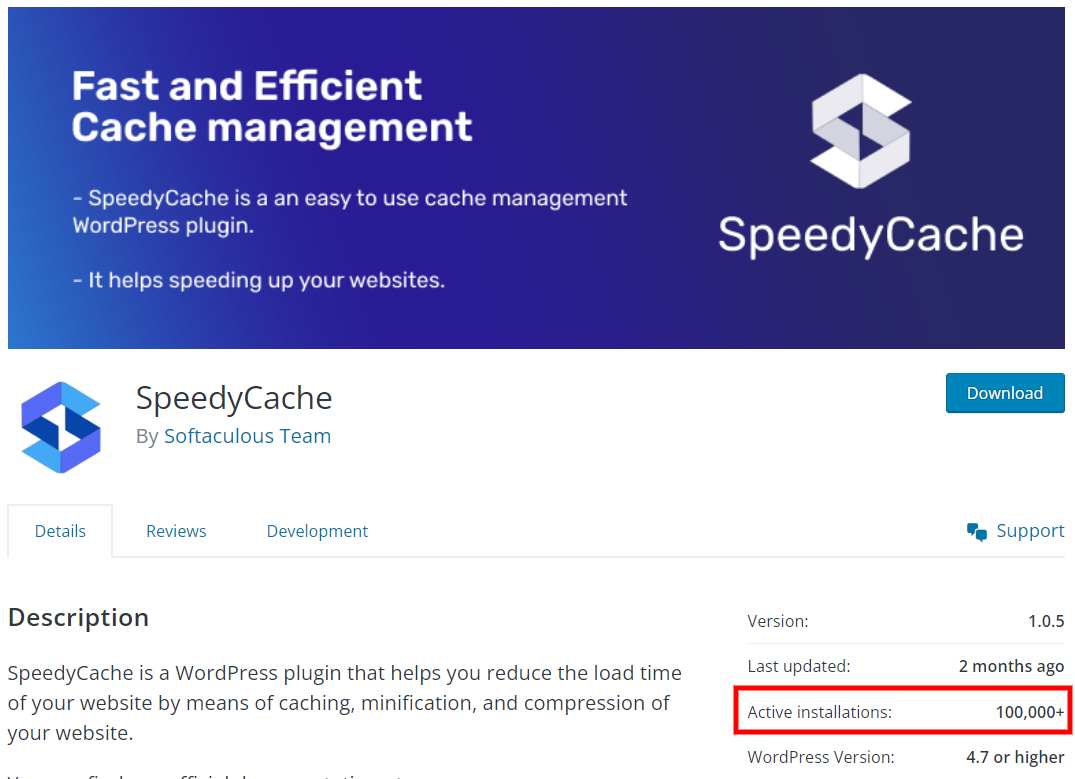 SpeedyCache 100K Installs Stats SpeedyCache 100K Installs Stats