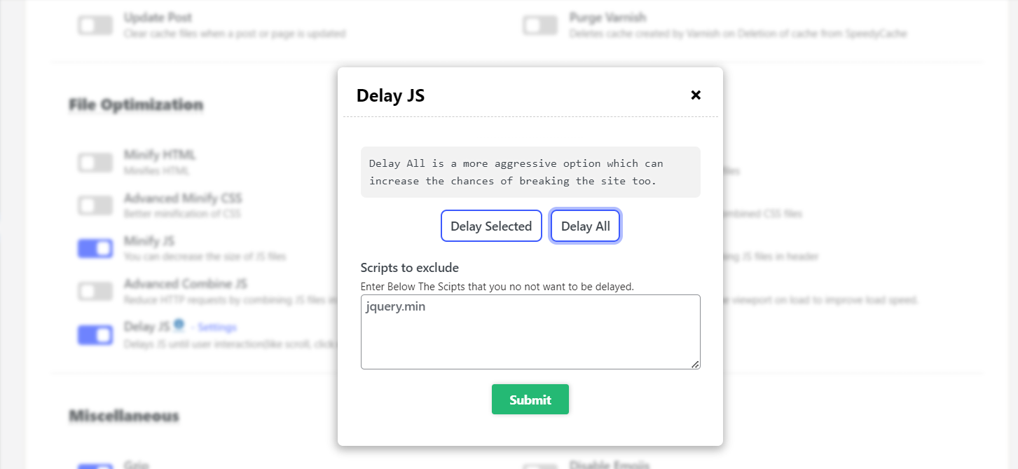 Delay All Scripts of your WordPress website Delay All Scripts of your WordPress website