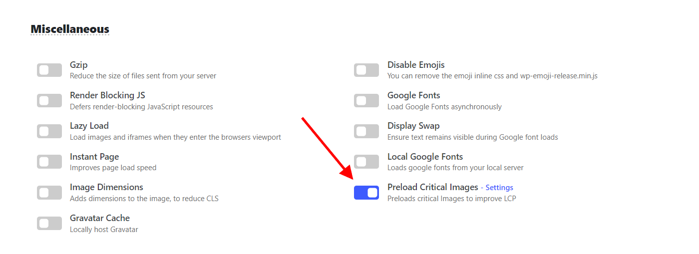 Enable Preload Critical Images