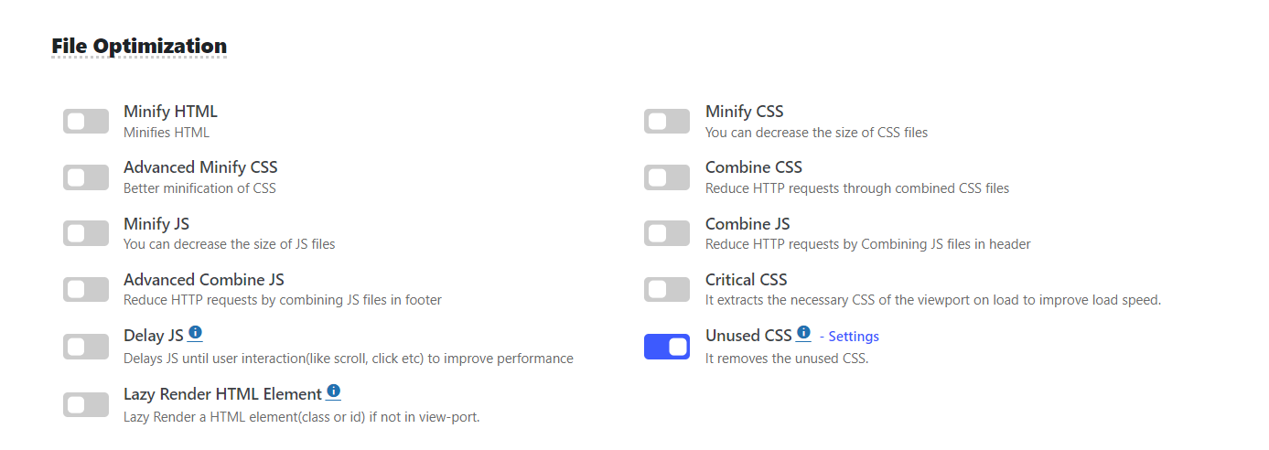 Unused CSS in SpeedyCache Unused CSS in SpeedyCache
